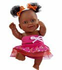 poupee mini b�b� m�tis robe rose